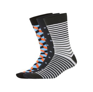 Livergy® Pánské ponožky, 3 páry (vzorovaná/černá, 43-46)