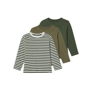 lupilu® Chlapecké triko s dlouhými rukávy, 3 kusy (pruhy / tmavě zelená / khaki, 110/116)