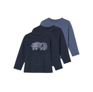 lupilu® Chlapecké triko s dlouhými rukávy, 3 kusy (modrá / navy modrá, 110/116)