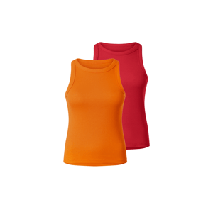 esmara® Dámský vroubkovaný top, 2 kusy (červená/oranžová, Xs(32/34))