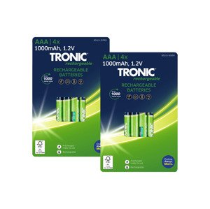 Tronic® Sada nabíjecích mikrotužkových baterií Ni-MH, 8dílná