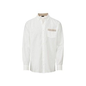 LIVERGY Pánská lněná košile "Regular Fit" (male, L (41/42), bílá/šedá)