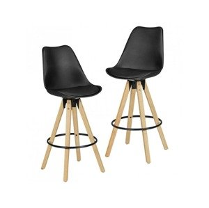 Wohnling Barová stolička LIMA, 2 kusy (koženka, černá)