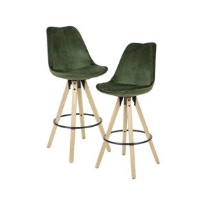 Wohnling Barová stolička LIMA, 2 kusy (Žádný údaj, textil-samet, zelená)