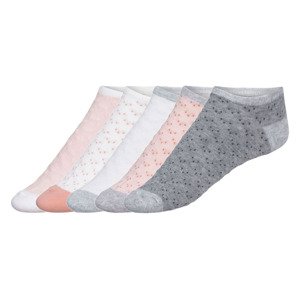 esmara Dámské nízké ponožky, 5 párů (female, 35/38, bílá/šedá/růžová)