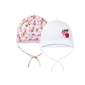 Dětská čepice BIO, 2 kusy (bonnet, 74/80, bílá / světle růžová)