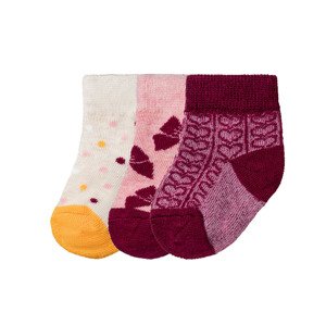 lupilu Dívčí ponožky BIO, 3 páry (11/14, růžová/béžová)