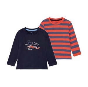 lupilu Chlapecké triko s dlouhými rukávy, 2 kus (86/92, oranžová / námořnická modrá)