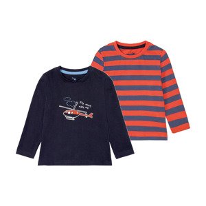 lupilu Chlapecké triko s dlouhými rukávy, 2 kus (110/116, oranžová / námořnická modrá)