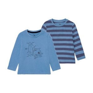 lupilu Chlapecké triko s dlouhými rukávy, 2 kus (110/116, modrá / světle modrá)