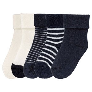 lupilu Dětské plyšové ponožky BIO, 5 párů (19/22, bílá / navy modrá)