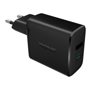 TRONIC Duální USB nabíječka, 30 W, USB-C PD, US (černá)