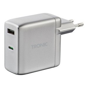 TRONIC Duální power nabíječka  USB-C PD 60W, Ga (stříbrná)