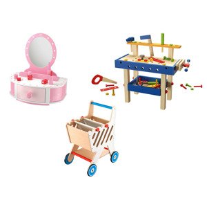 Playtive Dřevěný toaletní stolek / Nákupní vozík