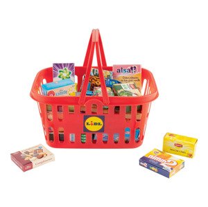 Playtive Nákupní košík (červený košík s výrobky do kuchyně)