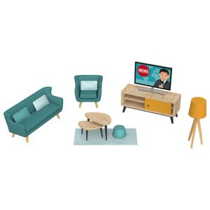 Playtive Dřevěný nábytek / Sada panenek (obývací pokoj)