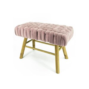 NOOR Living Taburet v sametovém vzhledu (household/office stool, světle růžová, obdélníková varianta 60 x 30 cm)