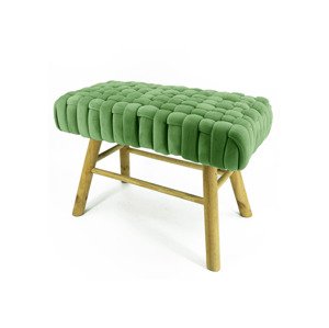 NOOR Living Taburet v sametovém vzhledu (household/office stool, zelená/pruhovaná, obdélníková varianta 60 x 30 cm)