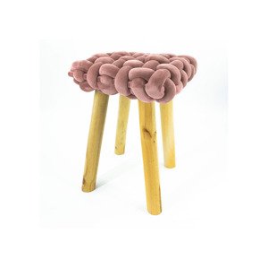 NOOR Living Taburet v sametovém vzhledu (household/office stool, světle růžová, čtvercová varianta 33 x 33 cm)