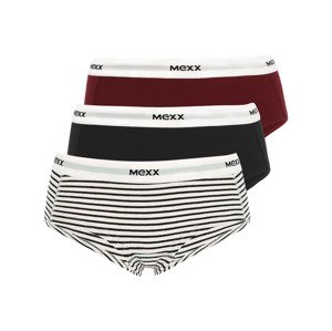 MEXX Dámské kalhotky hipster, 3 kusy (L, bílá pruhovaná/černá/vínová)