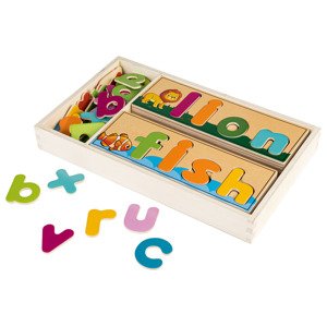Playtive Dřevěná výuková hra Montessori (sada na slabikování angličtiny)