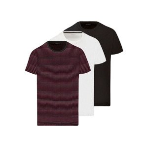 LIVERGY Pánské triko, 3 kusy (M (48/50), bílá/černá/červená pruhovaná)