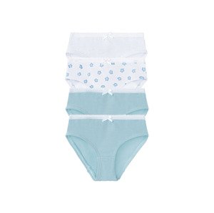 lupilu® Dívčí kalhotky s BIO bavlnou, 4 kusy (child#female#ne#briefs, 98/104, bílá/modrá)