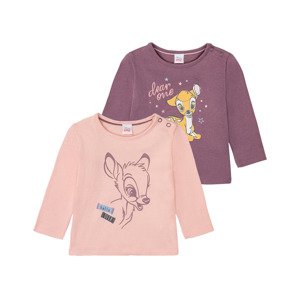 Dívčí triko s dlouhými rukávy, 2 kusy (62/68, světle růžová/lila fialová)