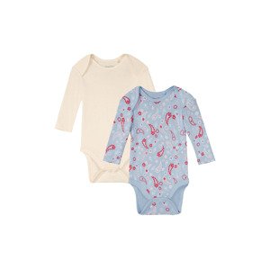 lupilu® Dívčí body s dlouhými rukávy Bio, 2 kusy (62-68, bílá-modrá)