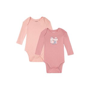 lupilu® Dívčí body s dlouhými rukávy BIO, 2 kusy (baby/infant#female#no, 86/92, světle růžová / růžová)