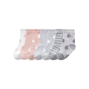 lupilu Dívčí ponožky, 7 párů (23/26, puntíky / pruhy bílá / šedá / růžová)