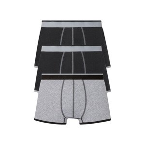 LIVERGY® Pánské boxerky, 3 kusy (adult#male#ne#undershorts, 4/S, černá/šedá)