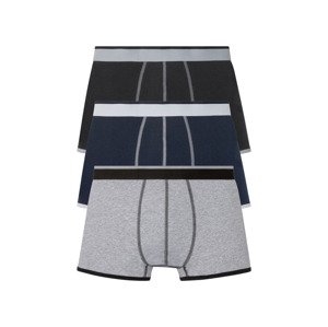 LIVERGY® Pánské boxerky, 3 kusy (adult#male#ne#undershorts, 4/S, černá / tmavě modrá / šedá)