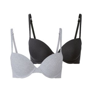 esmara® Dámská podprsenka, 2 kusy (ne#bra, 80B, černá/šedá)