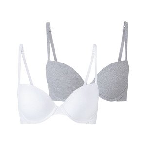 esmara® Dámská podprsenka, 2 kusy (ne#bra, 85B, šedá/bílá)