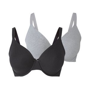 esmara® Dámská podprsenka XXL, 2 kusy  (ne#bra, 85D, černá/šedá)