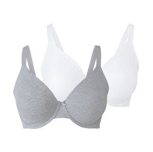 esmara® Dámská podprsenka XXL, 2 kusy  (ne#bra, 90C, šedá/bílá)