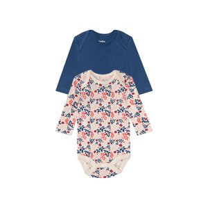 lupilu® Dívčí body s BIO bavlnou, 2 kusy (74/80, krémová / navy modrá)