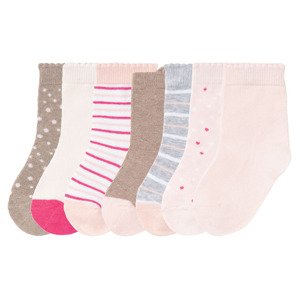 lupilu Dívčí ponožky BIO, 7 párů (27/30, puntíky/pruhy/šedá/růžová/bílá)