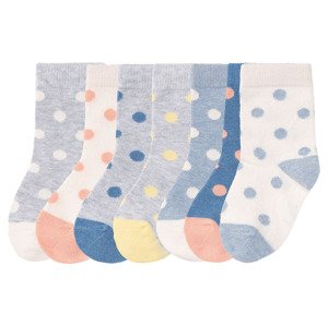lupilu Dívčí ponožky BIO, 7 párů (27/30, puntíky/bílá/šedá/růžová/modrá/gel)