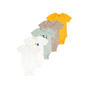 lupilu® Chlapecké body s krátkými rukávy Bio, 5 kusů (74/80, mintová/bílá/žlutá/béžová)
