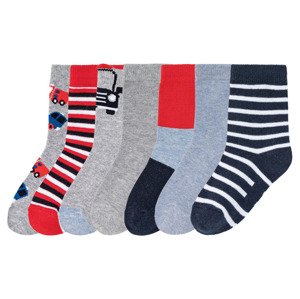 lupilu Chlapecké ponožky BIO, 7 párů (19/22, šedá / červená / navy modrá / světle modrá)