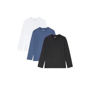 pepperts Chlapecké triko s dlouhými rukávy, 3 kus (146/152, modrá/bílá/černá)