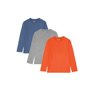 pepperts Chlapecké triko s dlouhými rukávy, 3 kus (158/164, šedá/modrá/oranžová)