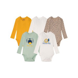 lupilu® Chlapecké body s dlouhými rukávy BIO, 5  (baby/infant#male#ne, 74/80, mintová/bílá/žlutá/béžová)