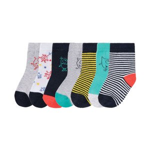 lupilu® Chlapecké ponožky BIO, 7 párů (child 2 years onwards#male, 19/22, pruhy/šedá/navy modrá/žlutá/zelená/červená)