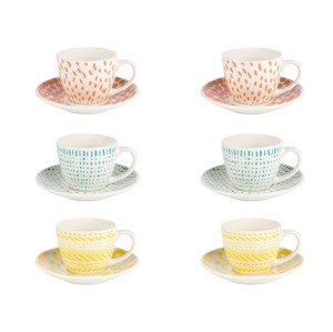 Tognana Porcelánová kávová souprava, 12dílná (vzor modrá / žlutá / červená)