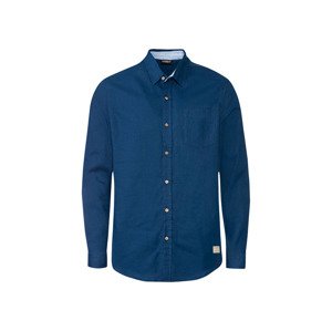 LIVERGY Pánská volnočasová košile s konopným vlá (M (39/40), námořnická modrá)