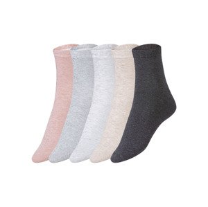 esmara® Dámské ponožky, 5 párů (35/38, béžová / světle růžová / šedá / černá)