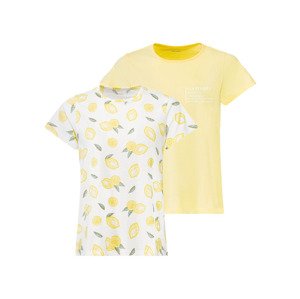 esmara® Dámské triko, 2 kusy (adult#female#ne, XS (32/34), žlutá/bílá)